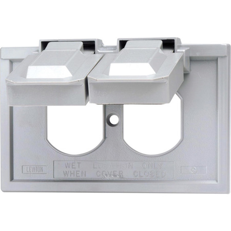 LEVITON Electrical Box Cover, 1 Gang, Duplex Receptacle 04976-0GY